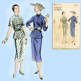 Vogue 7067: 1950s Misses Two Piece Dress Size 32 Bust Vintage Sewing Pattern