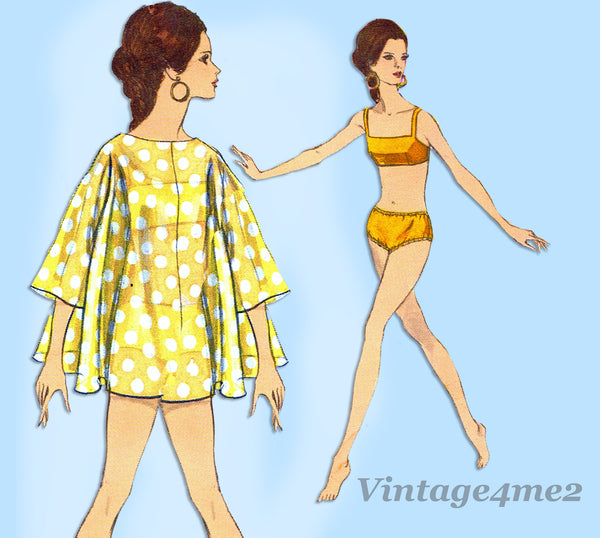 Vogue 7075: 1960s Uncut Misses Bathing Suit & Cover 36 B Vintage Sewing Pattern