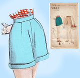 1950s Original Vintage Vogue Pattern 7078 Misses Easy to Make Shorts Sz 24 W