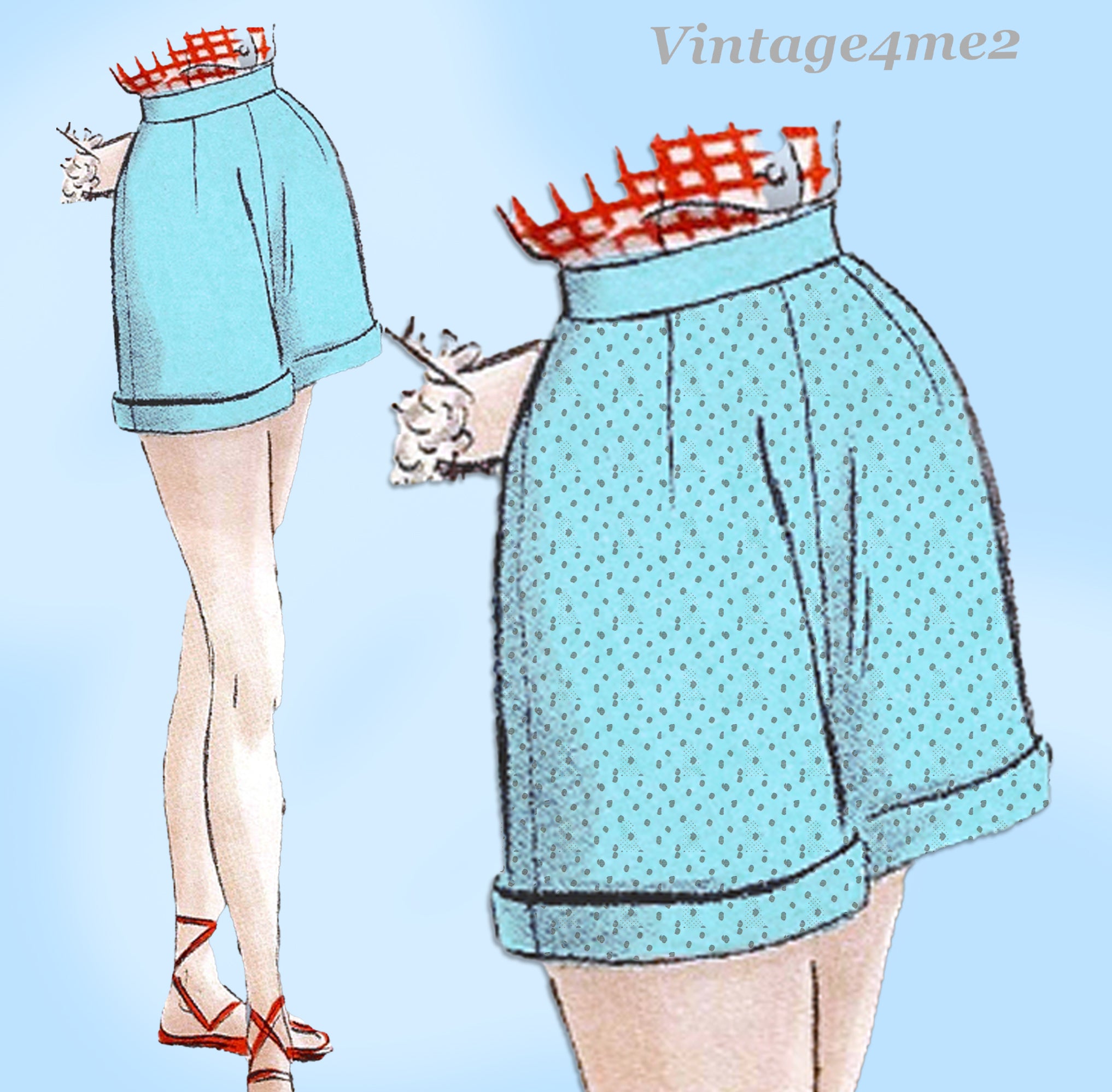 1950s Original Vintage Vogue Pattern 7078 Misses Easy Shorts Sz 24 W Vintage4me2