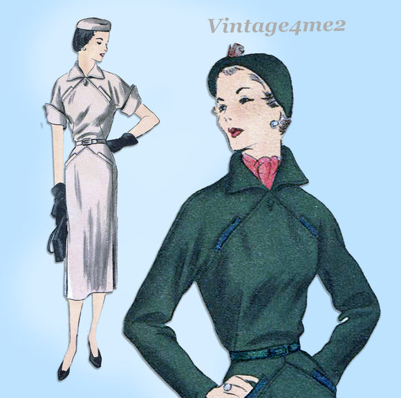 Vogue 7144: 1950s Lovely Misses Street Dress Size 34 Bust Vintage Sewing Pattern
