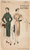 Vogue 7144: 1950s Lovely Misses Street Dress Size 34 Bust Vintage Sewing Pattern