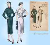 Vogue 7144: 1950s Lovely Misses Street Dress Size 34 Bust Vintage Sewing Pattern