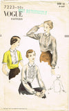 Vogue 7223: 1950s Charming Misses Tuck In Blouse Sz 30 B Vintage Sewing Pattern