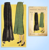 1930s Original Vintage Vogue Pattern 7272 Misses Day or Evening Skirt Sz 28 W
