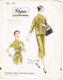 1950s Vintage Vogue Couturier Sewing Pattern 734 Misses Dress and Jacket Sz 30 B