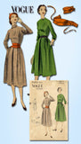 1950s Vintage Vogue Sewing Pattern 7492 Uncut Misses Dramatic Belt & Dress 32 B