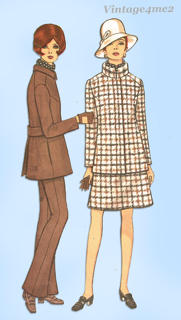 1960s Vintage Vogue Sewing Pattern 7496 Uncut Misses Pants Suiit Sz 31.5 Bust