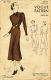 1930s Original Vintage Vogue Sewing Pattern 7540 Easy Misses Dress Size 32 Bust