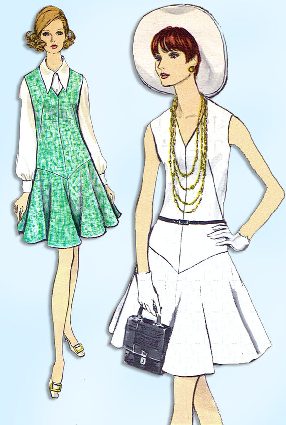 1960s Original Vintage Vogue Sewing Pattern 7541 Misses Drop Waist Dress Sz 34 B