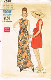 1960s Original Vintage Vogue Sewing Pattern 7545 Misses Boho Maxi Dress Sz 34 B