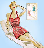 1950s Original Vintage Vogue Sewing Pattern 7677 Misses Uncut Bathing Suit 34 B