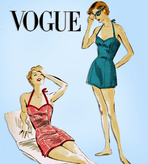 1950s Original Vintage Vogue Sewing Pattern 7677 Misses Uncut Bathing Suit 34 B