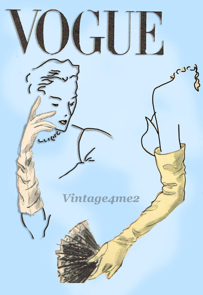 1950s Vintage Vogue Sewing Pattern 7708 Rare Misses Glove Set Size 6