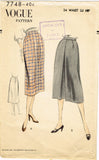 1950s Vintage Vogue Sewing Pattern 7748 Uncut Misses Easy Skirt Size 24 Waist