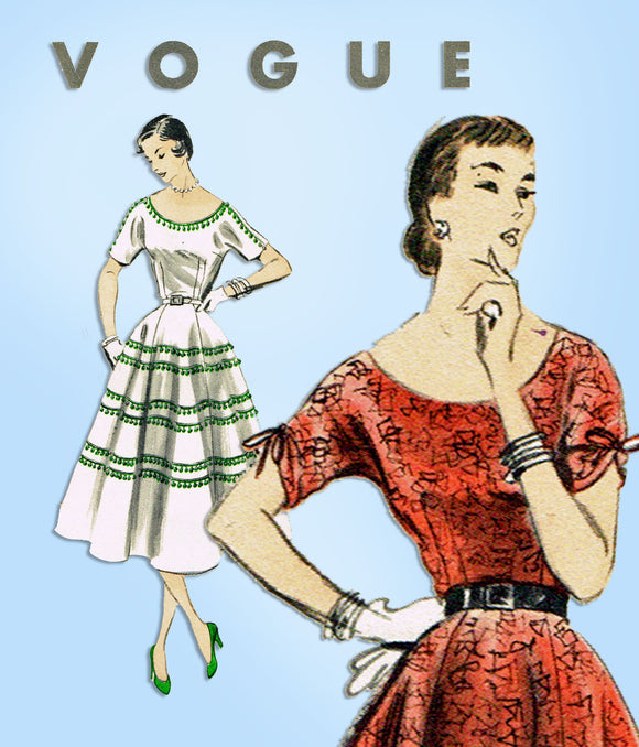 1950s Vintage Vogue Sewing Pattern 7883 Uncut Misses Afternoon Dress Sz 34 Bust