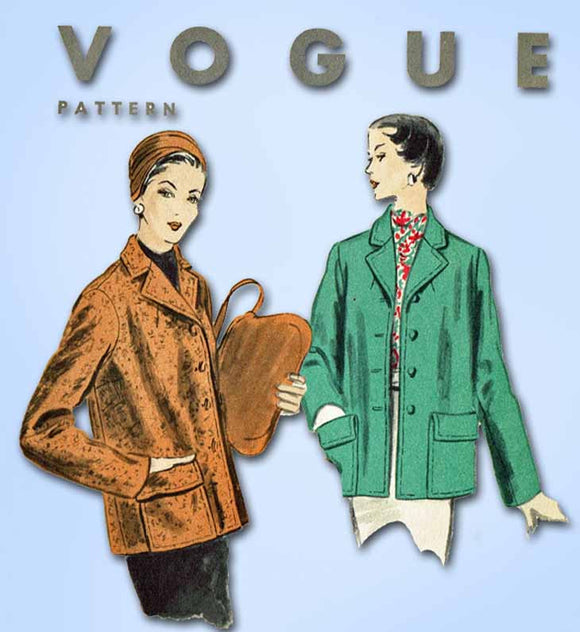 1950s Vintage Vogue Sewing Pattern 7903 Uncut Misses Coat or Jacket Size 14 32B