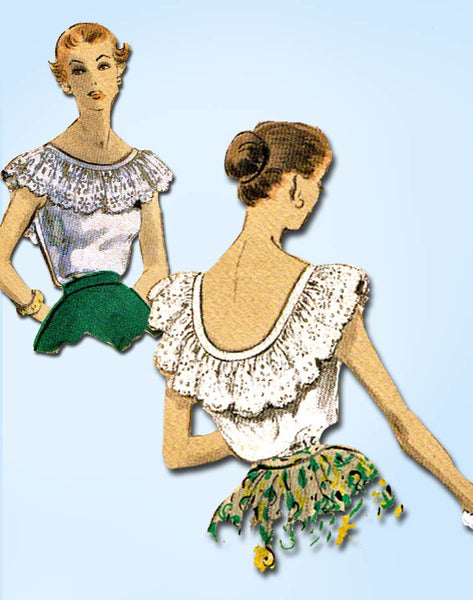 1950s Vintage Vogue Sewing Pattern 7991 Uncut Misses Blouse Size 14 32 Bust
