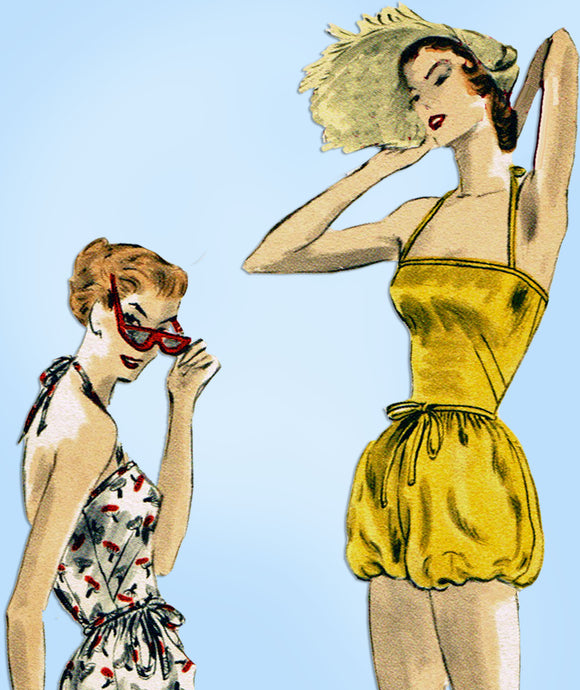 1950s Vintage Vogue Sewing Pattern 8004 Misses Bubble Bottom Bathing Suit Sz 34B