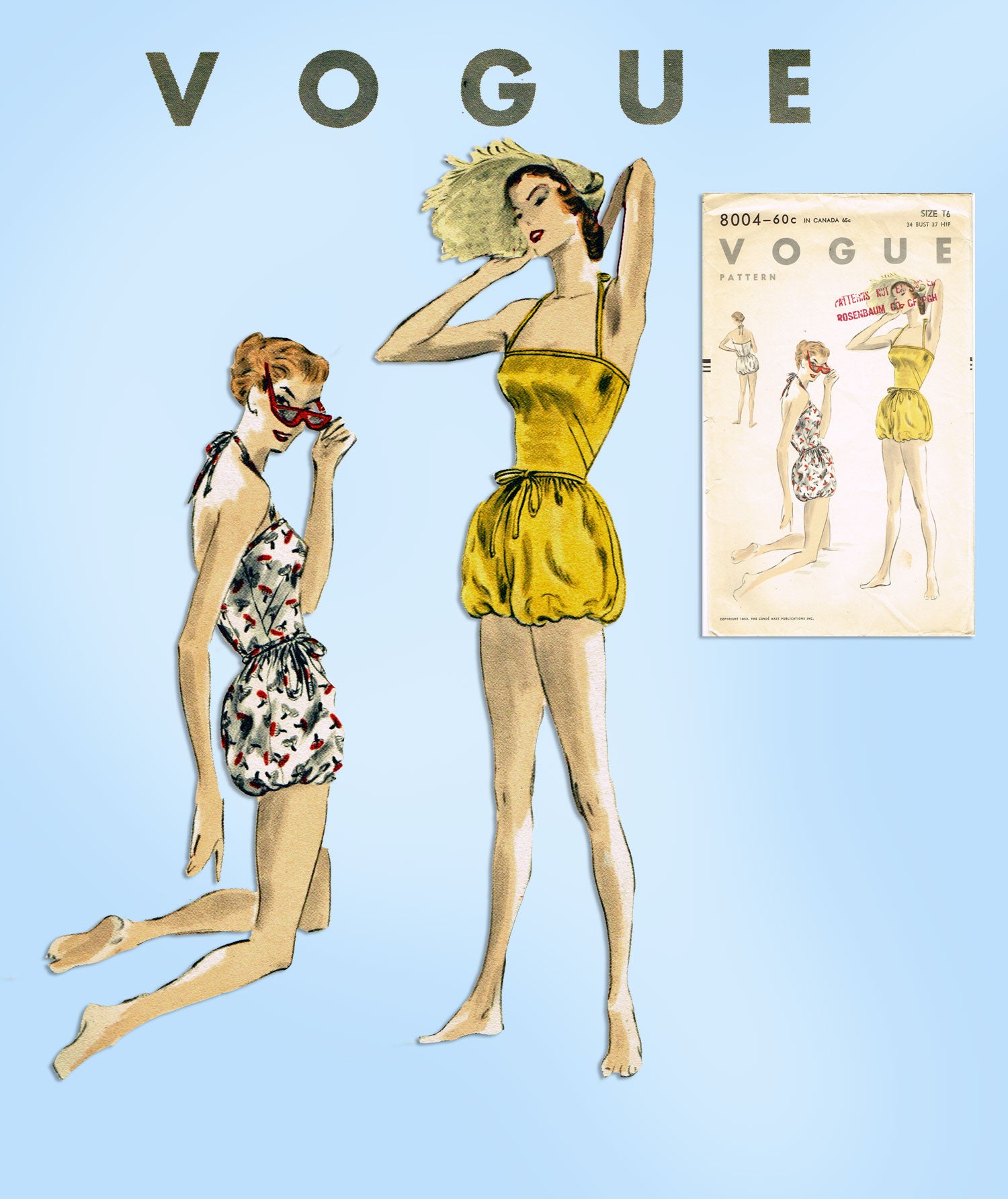 vogue レイニー 1950s Vintage Vogue Sewing Pattern 8004 Bubble Bottom Bathing Suit