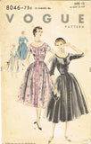 1950s Vintage Vogue Sewing Pattern 8046 Misses Button Front Dress Size 12 30B