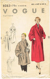 1950s Vintage Vogue Sewing Pattern 8063 Stunning Misses Swagger Coat Size 32 B