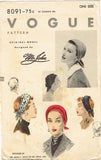 1950s Vintage Vogue Sewing Pattern 8091 Uncut Misses Hat Designer Mr John Inc