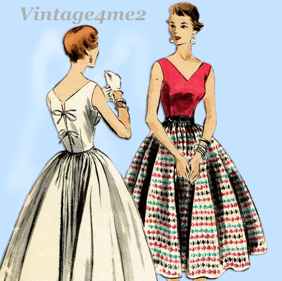 Vogue 8217: 1950s Stunning Misses Cocktail Dress Sz 32 B Vintage Sewing Pattern