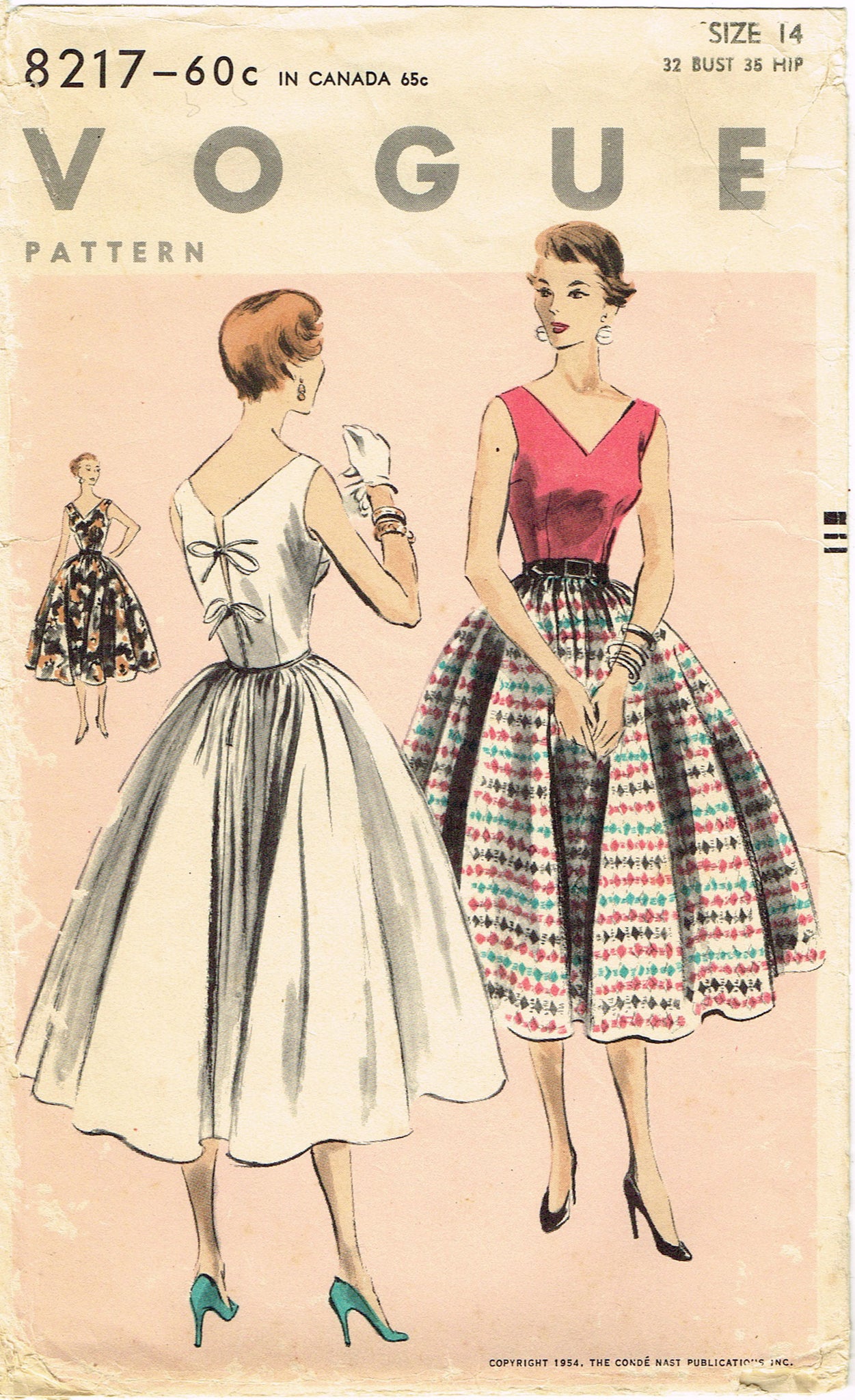 Vogue 8217: 1950s Stunning Misses Cocktail Dress Sz 32 B Vintage Sewin – Vintage4me2