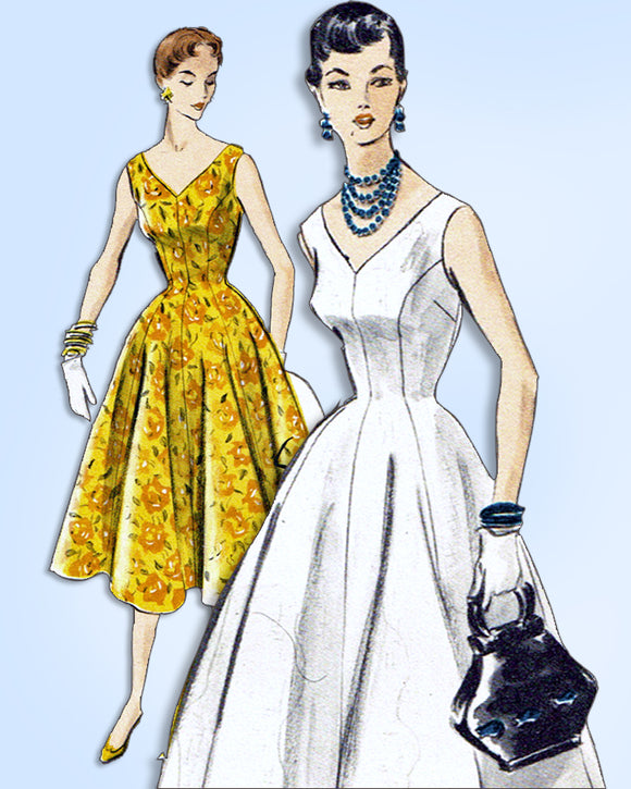 1950s Original Vintage Vogue Sewing Pattern 8258 Misses Princess Sun Dress 30 B