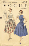 1950s Vintage Vogue Sewing Pattern 8281 Uncut Misses Tucked Dress Size 14 32B