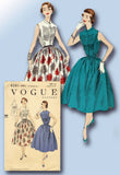 1950s Vintage Vogue Sewing Pattern 8281 Uncut Misses Tucked Dress Size 14 32B