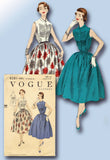 1950s Vintage Vogue Sewing Pattern 8281 Uncut Misses Tucked Dress Size 14 32B