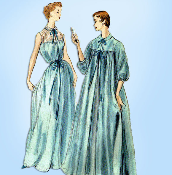 1950s Vintage Vogue Sewing Pattern 8448 Uncut Nightgown & Peignoir Robe Sz LRG