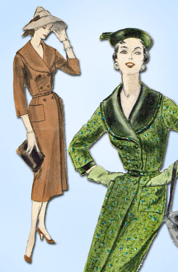 1950s Vintage Vogue Sewing Pattern 8450 Stylish Misses Coat Dress SIze 12 30 B