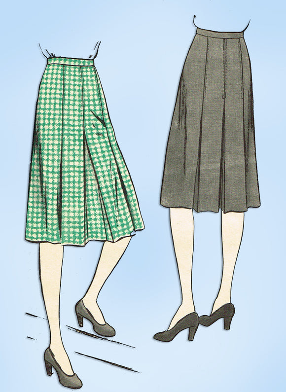1930s Original Vintage Vogue Sewing Pattern 8472 Classic WWII Pleated Skirt 27 W