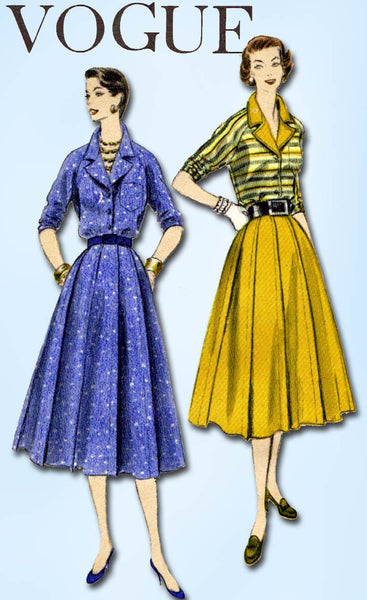 1950s Vintage Vogue Sewing Pattern 8487 Uncut Misses 10 Gore Skirted Dress 32 B