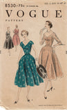 Vogue 8530: 1950s Stunning Misses Dress Size 30 Bust Vintage Sewing Pattern