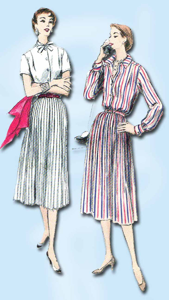 1950s Vintage Vogue Sewing Pattern 8565 Misses Shirtwaist Dress Size 10 28 Bust
