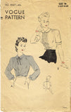1940s Vintage Vogue Sewing Pattern 8567 Misses Tucked Blouse Size 14 32 Bust