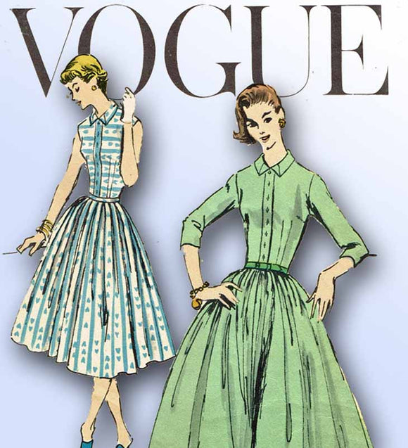 1950s Vintage Vogue Sewing Pattern 8856 Misses Shirtwaist Dress Size 16 34 Bust