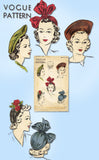 1940s Rare Original Vintage Vogue Pattern 8873 Misses Beret Hat or Turban 22" H