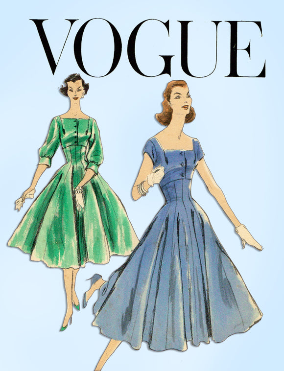 1950s Vintage Vogue Sewing Pattern 8882 Misses Empire Waist Cocktail Dress 30 B