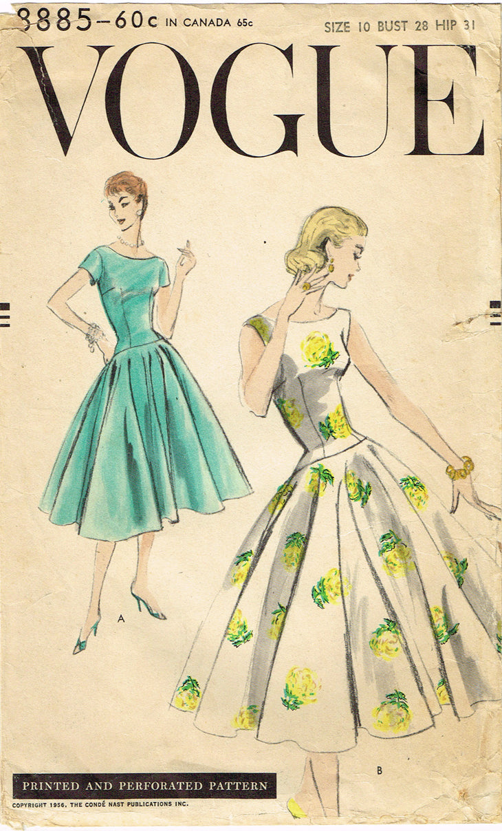 vogue vintage dress patterns 1950s Vintage Vogue Sewing Pattern 8885 Petite Misses Party Dress 28 B –  Vintage4me2