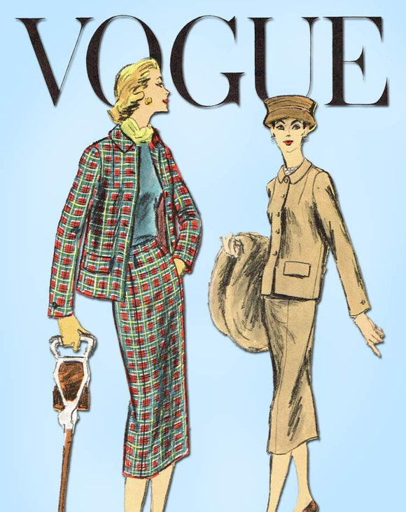 1950s Vintage Vogue Sewing Pattern 8973 Misses Suit w Boxy Jacket