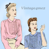 Vogue 9022: 1940s Misses WWII Tucked Blouse Size 36 Bust Vintage Sewing Pattern - Vintage4me2