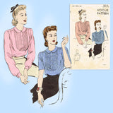 Vogue 9022: 1940s Misses WWII Tucked Blouse Size 36 Bust Vintage Sewing Pattern - Vintage4me2