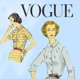 Vogue 9047: 1950s Misses Blouse w Radiating Tucks Sz 34B Vintage Sewing Pattern
