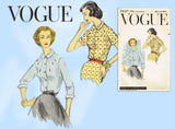 Vogue 9047: 1950s Misses Blouse w Radiating Tucks Sz 34B Vintage Sewing Pattern