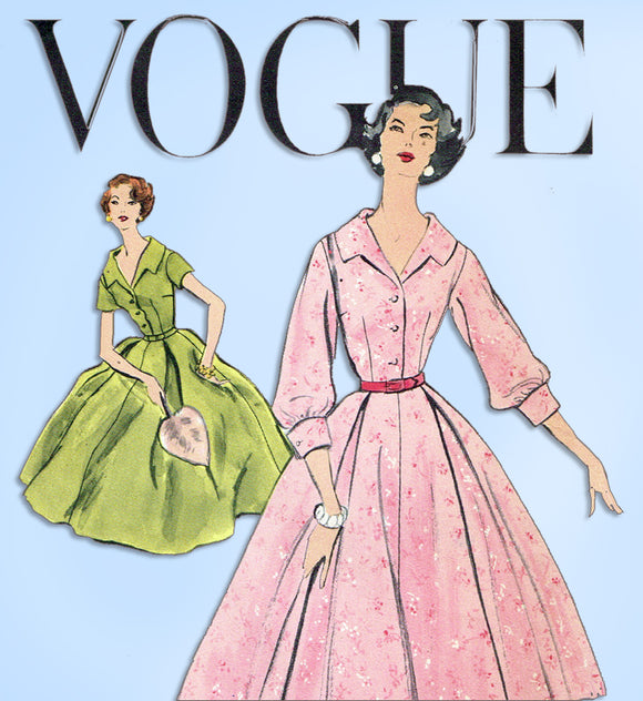 1950s Vintage Vogue Sewing Pattern 9117 Uncut Misses Shirtwaist Dress Size 31 B